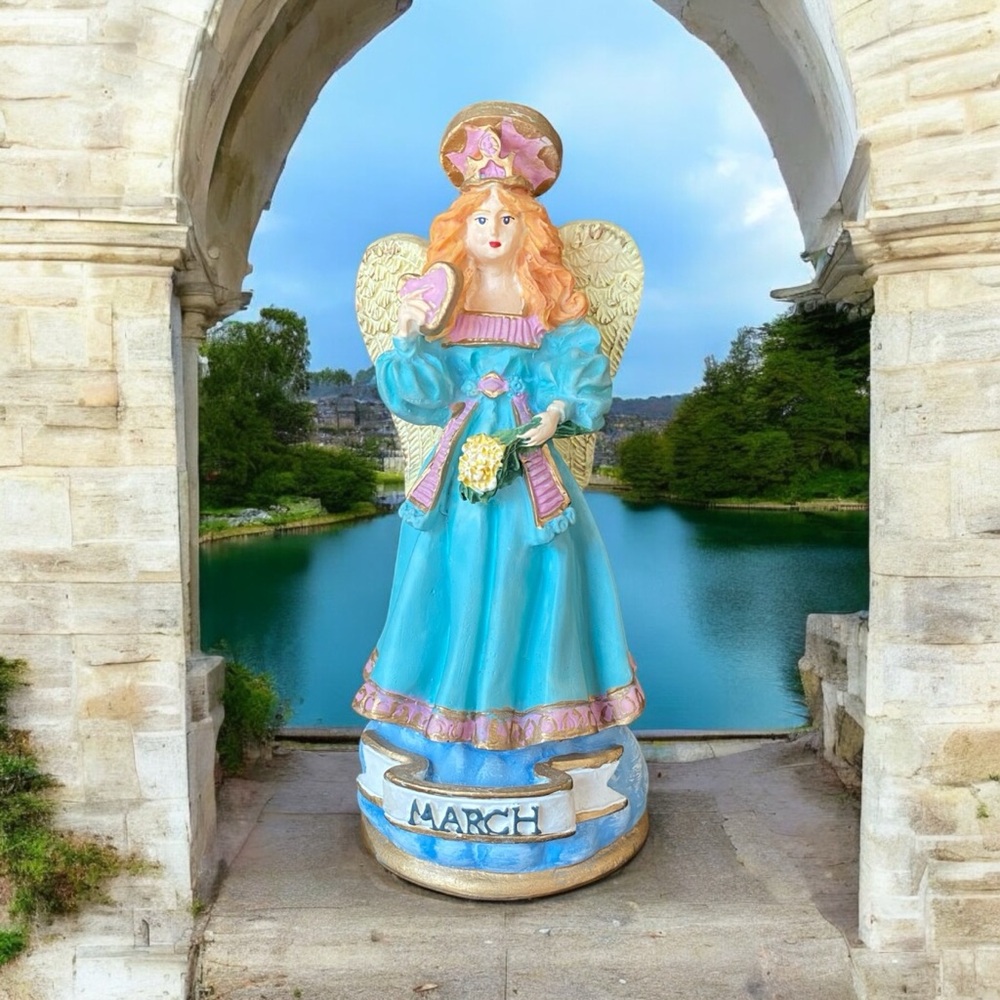 March Angel Figurine - Blue and Gold